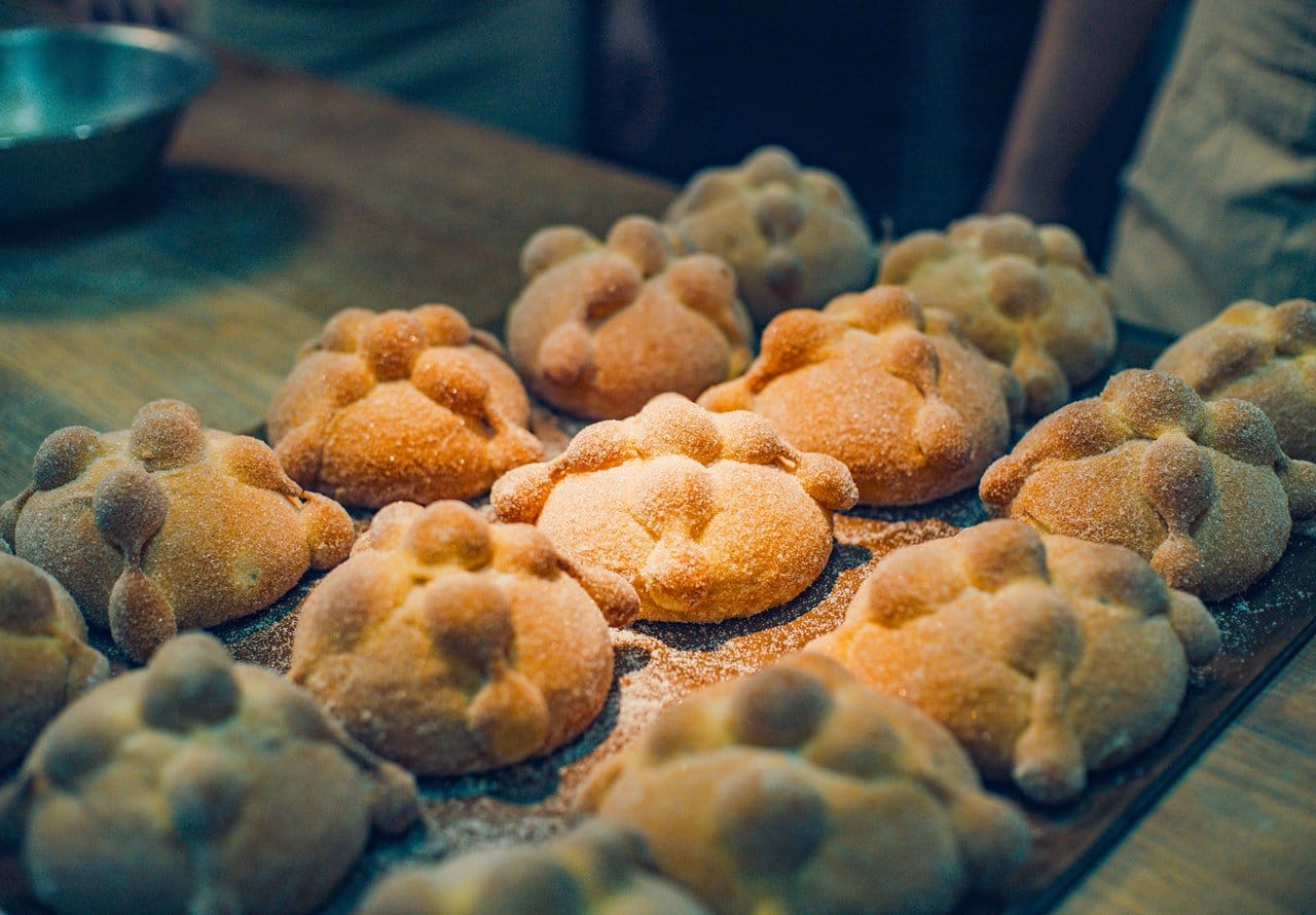 Freshly baked pan de muerto at Panadería Rosetta in Mexico City for Tequila Don Julio Día de Muertos celebrations. Photo credit: The Maestros