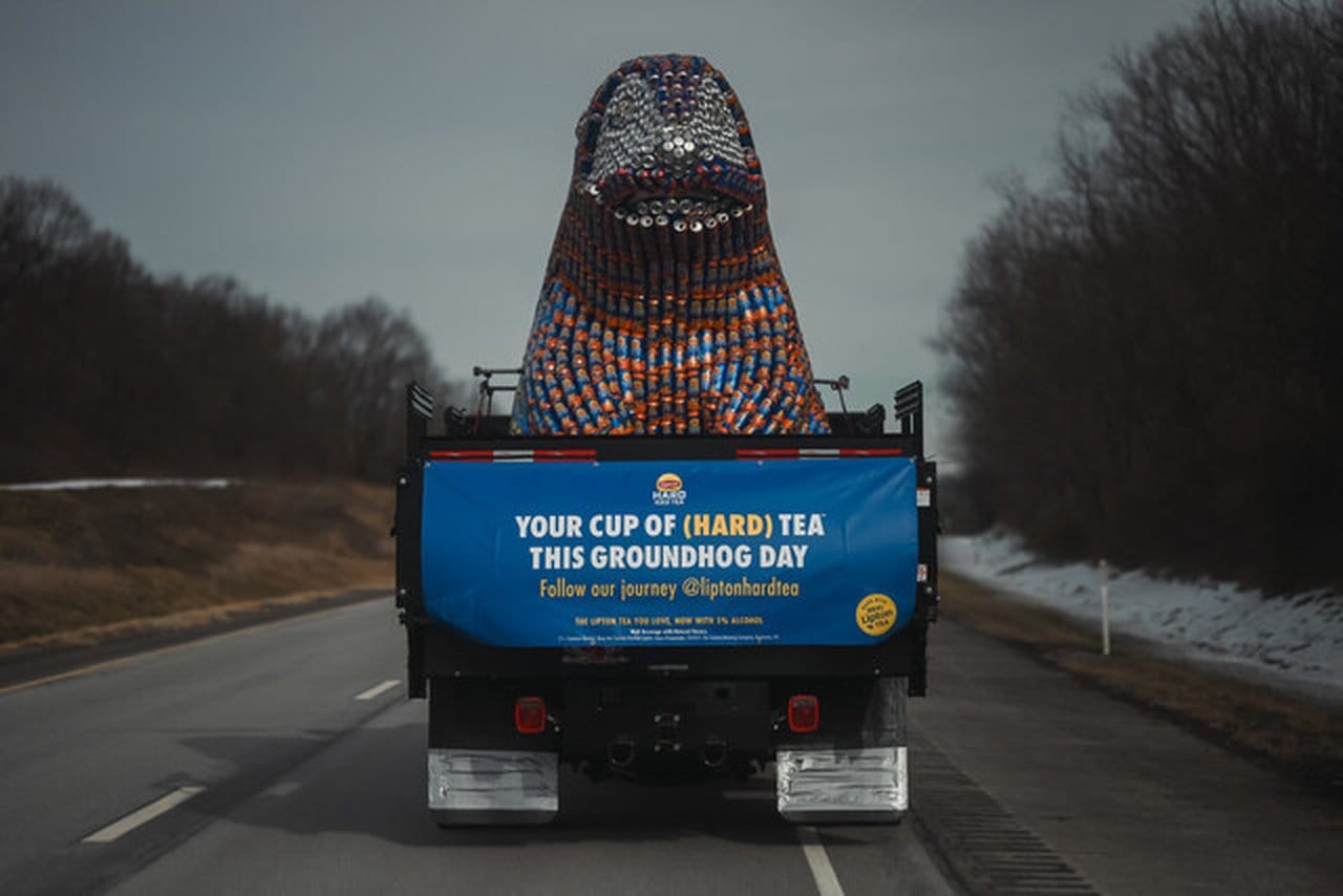 Lipton Hard Tea unveils giant can-made groundhog Post image